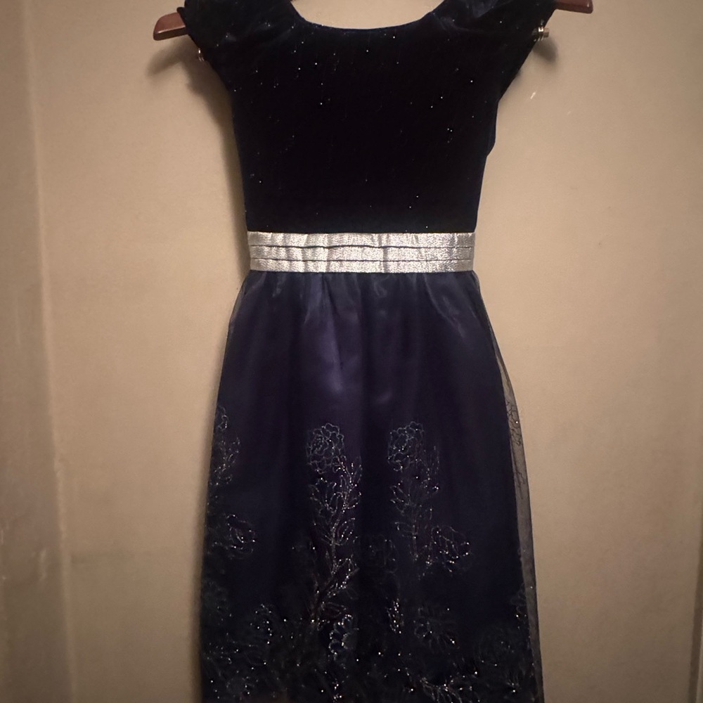 Jona Michelle Navy and Silver Formal Dress